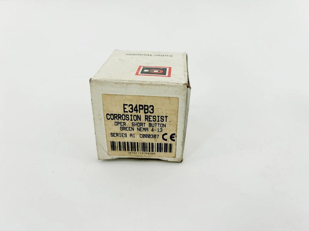 New Eaton Cutler Hammer E34PB3 Corrosion Resistant Green Push Button