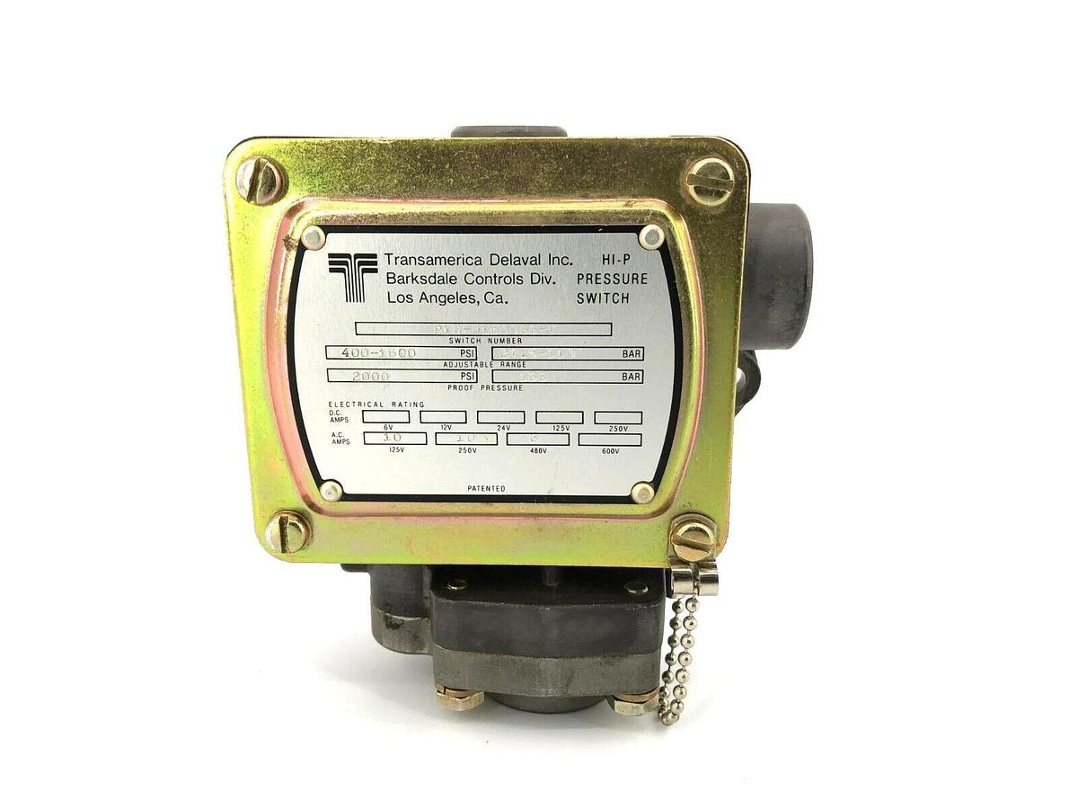 New Barksdale P1H-J1600SS-T High Pressure Switch 400-1500psi Range, 2000psi Max
