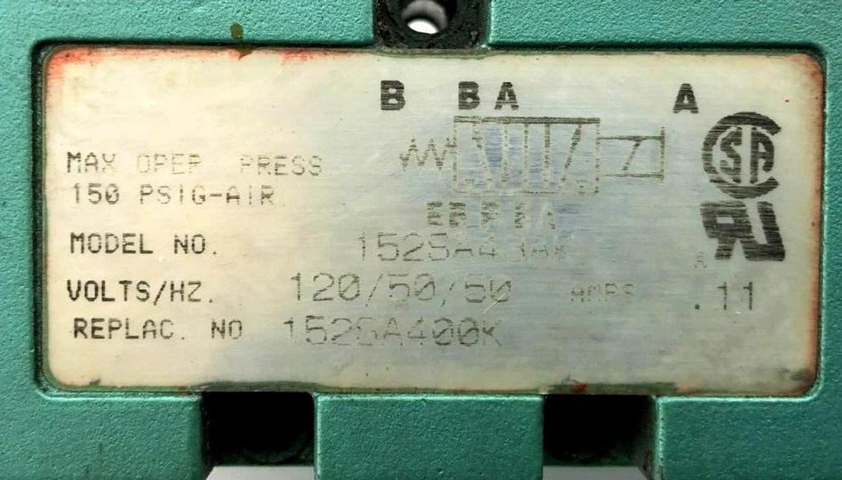 Used Numatics 152SA43AK Solenoid Valve 120V 50/60Hz .11A 15SA400K