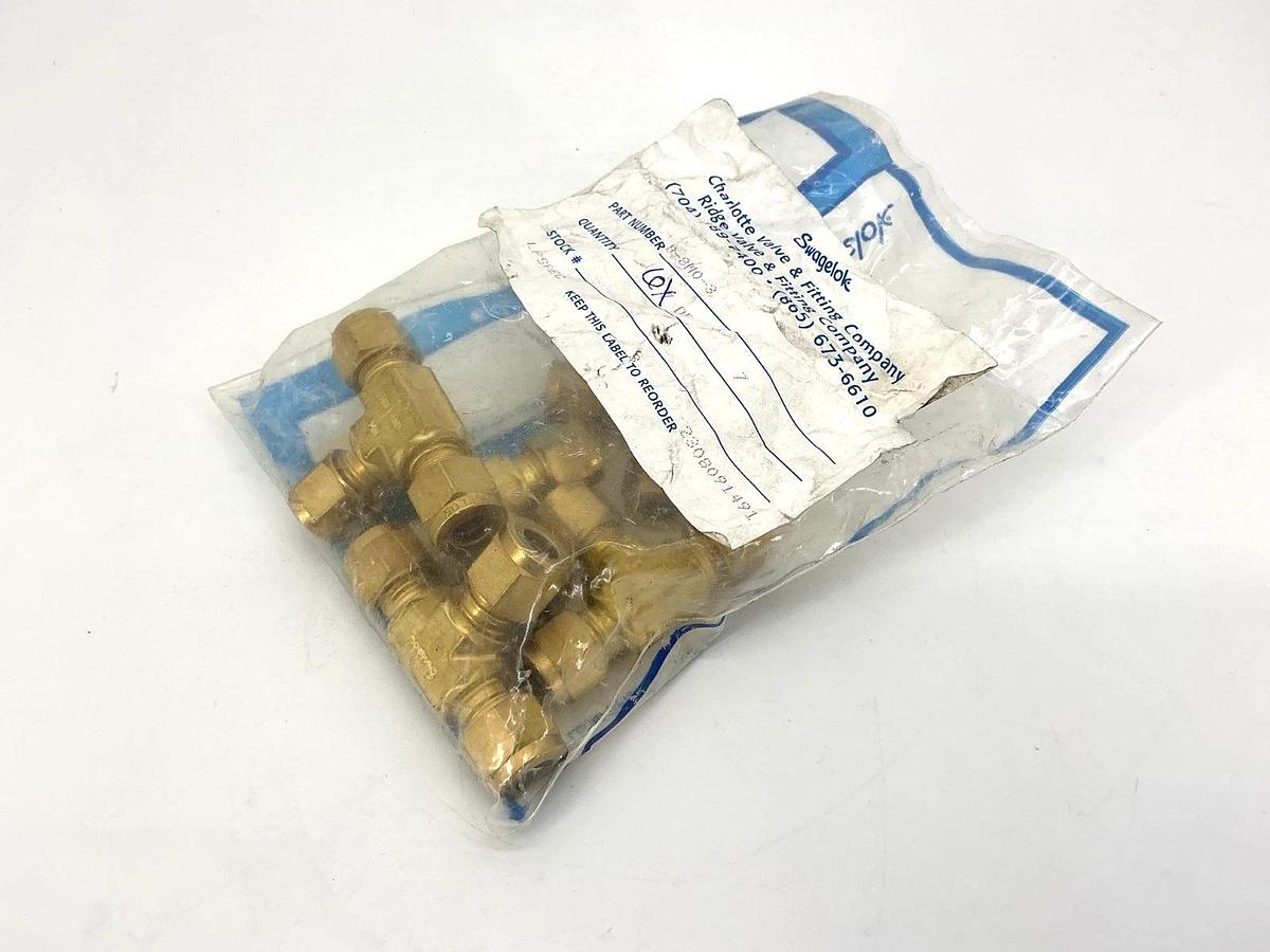 Bag of 6 New Swagelok B-8M0-3 Brass Tube Fitting Union Tee 8mm Tube OD