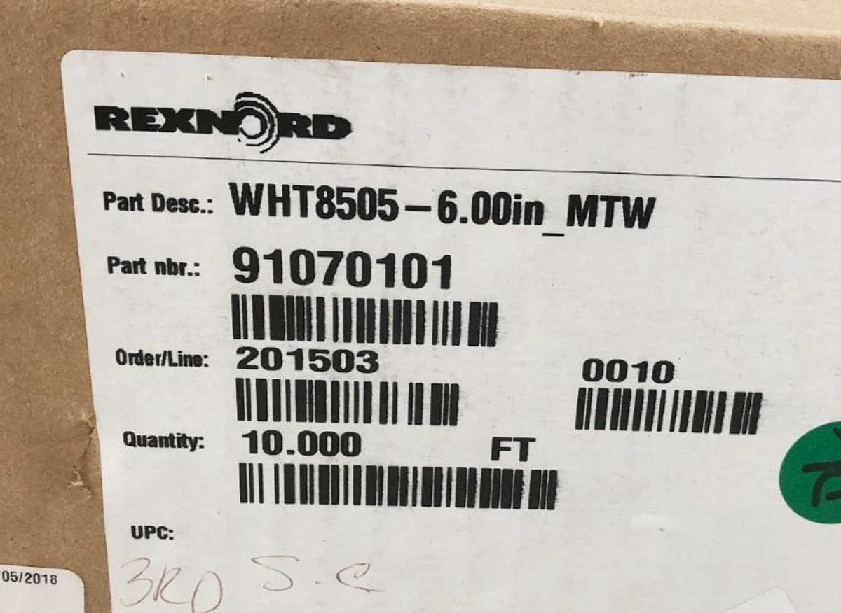 New Rexnord WHT8505-6.00in-MTW MatTop Chain 91070101 10FT.