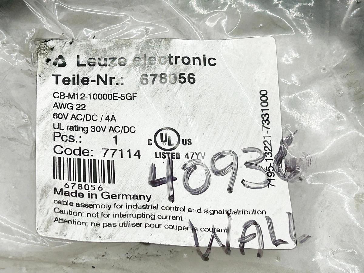 New Leuze Electronic CB-M12-10000E-5GF Connecting Cable 678056 60V 4A AWG22