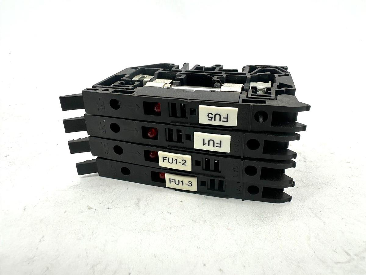 Used Lot of 4 Allen Bradley 1492-H6 Ser C Terminal Blocks Fuse Holder 1P 15A 300V