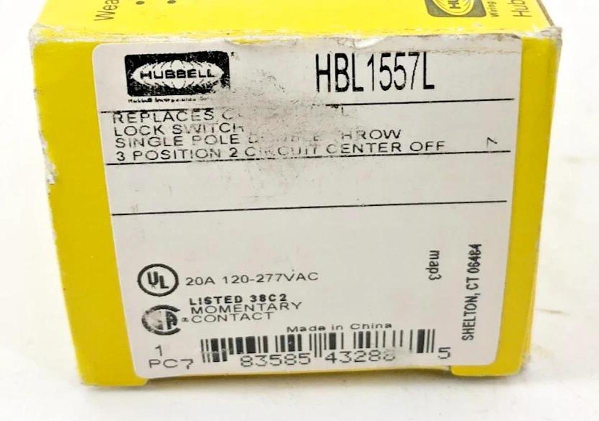 New Hubbell HBL1557L Momentary Toggle Single Pole Double Throw 20A 120/277V