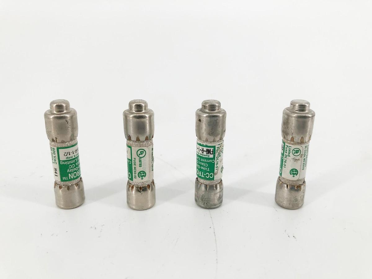Lot of 4 New Bussmann FNQ-R-1-1/2 Fuses 1-1/2A 600VAC Class CC - No Box