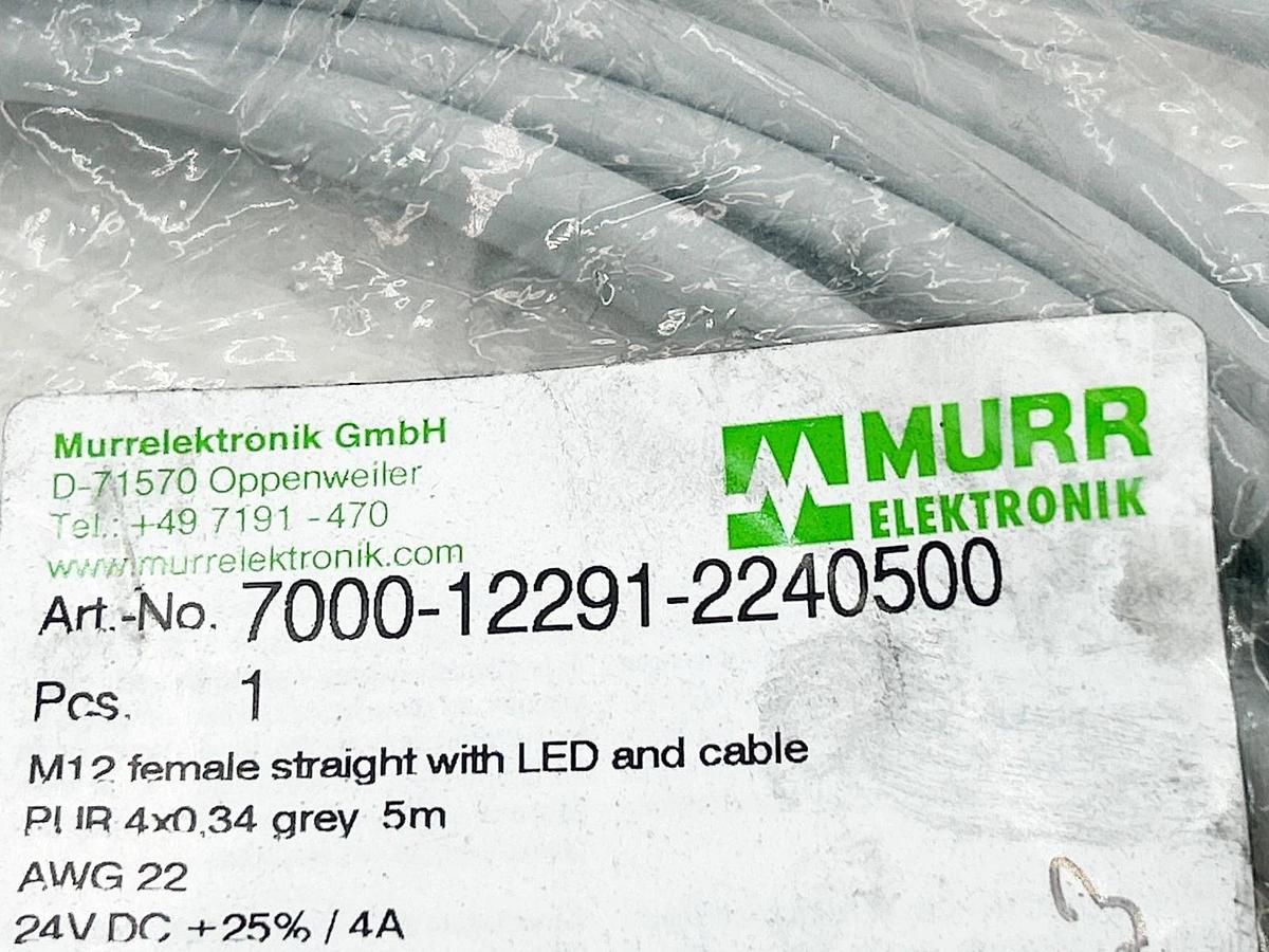 New Murr 7000-12291-2240500 Cordset M12 Female Straight With LED End Cable 24V