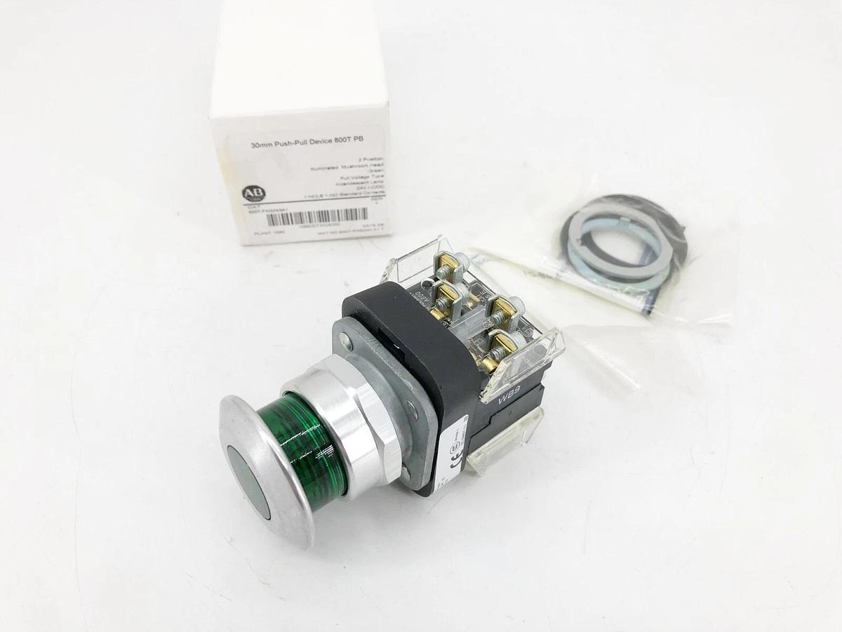 New Allen-Bradley 800T-FXQ24GA1 Ser. T Green Push-Pull Device 30mm 24VAC/DC