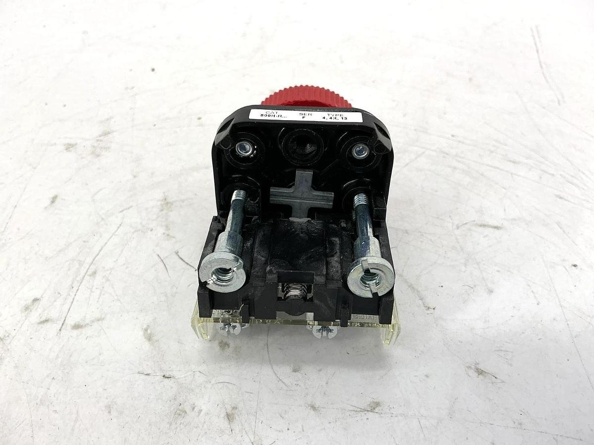 New Allen Bradley 800H-R6D1 Ser F Push Button Booted HD Red Cap 1 NO