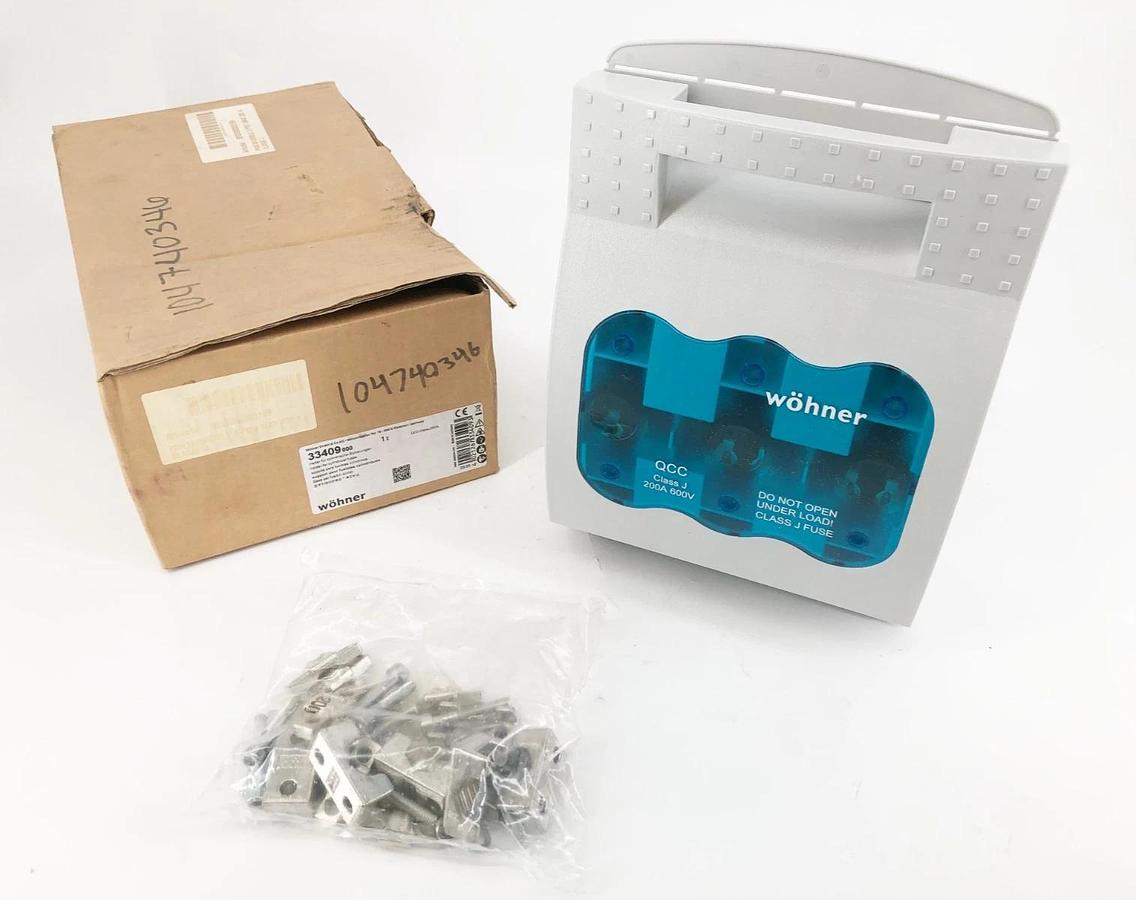 New Wohner 33409 Quadron Fuse Holder Panel Mount 200A 600VAC Class J