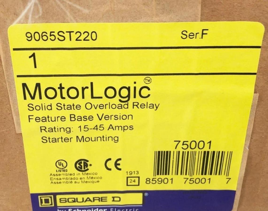New Square D 9065ST220 Motor Logic Overload Relay 15-45A 600VAC Ser. F