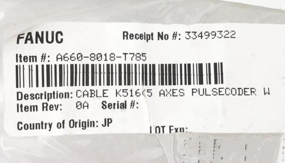 New Fanuc A660-8018-T785 Cable Assembly K516 5 Axes Pulescoder W