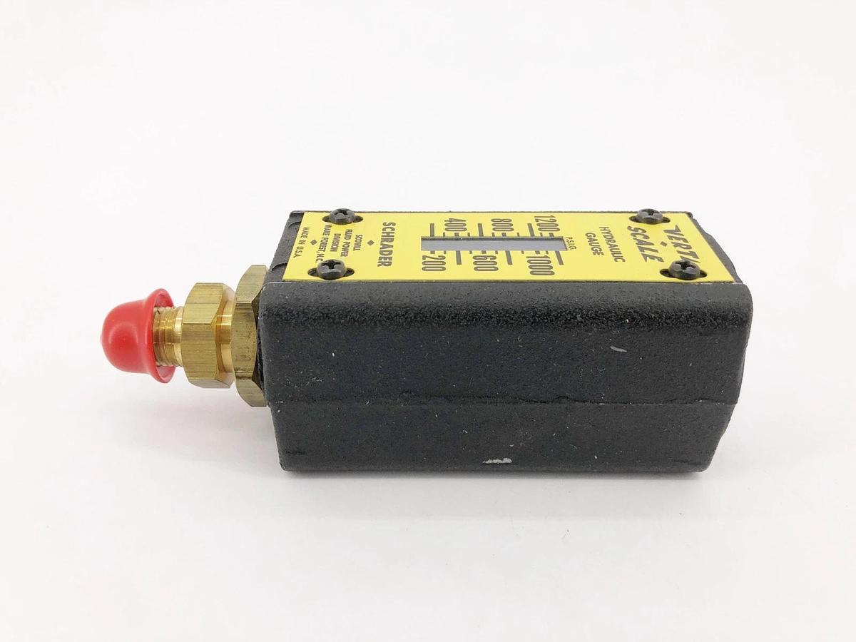 New Schrader Verti-Scale Hydraulic Gauge Range 200-1200 PSIG