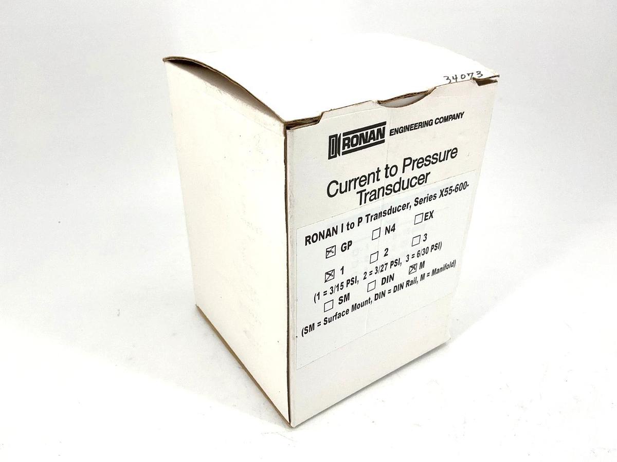 New Ronan Engineering X55-600-GP-1-M2 Current to Pressure Transducer 3-15PSIG