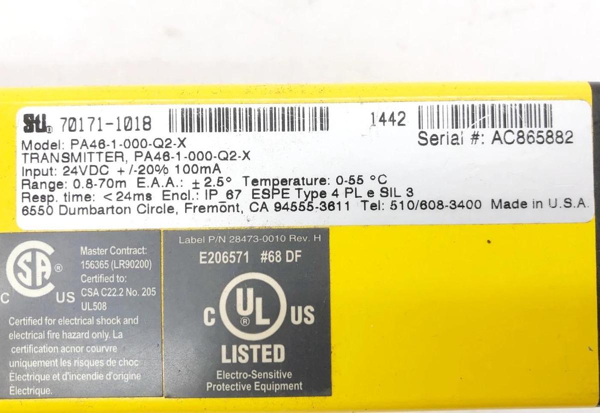 New STI PA4600 Light Curtain Transmitter 70171-1018 / PA46-1-000-Q2-X - No Box