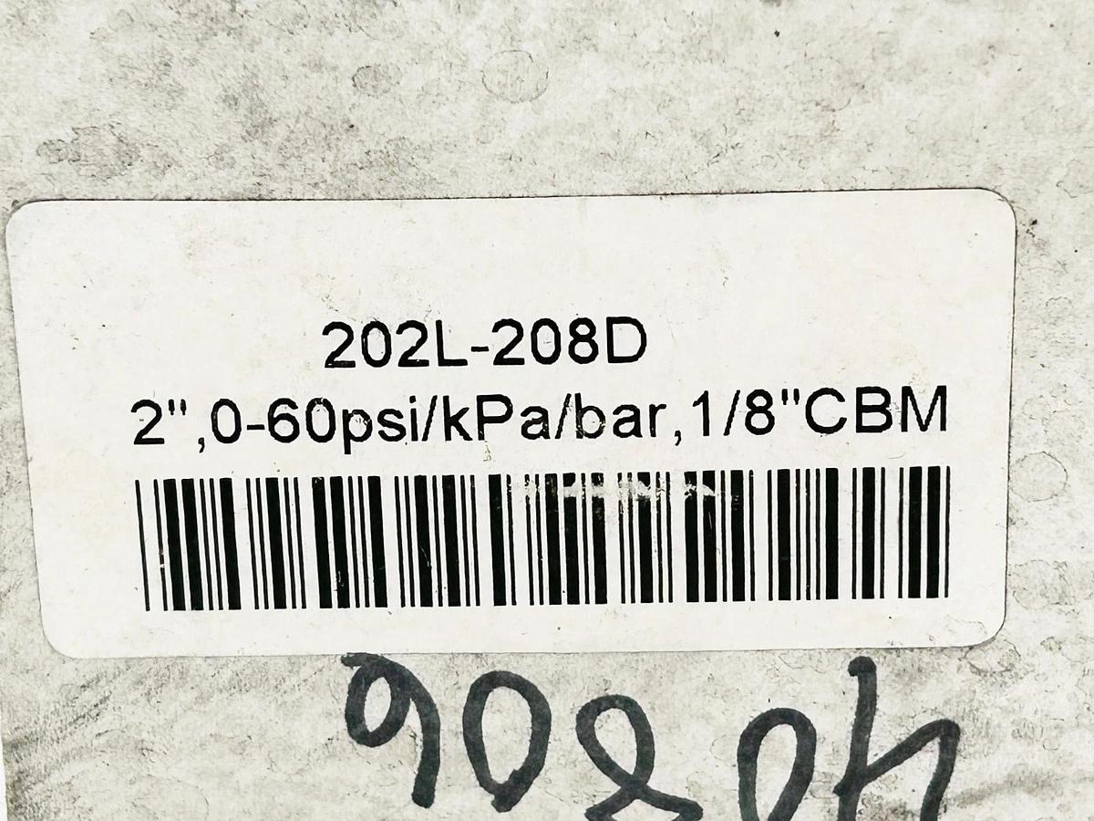 New Lot of 2 202L-208D Pressure Gauge 2" 0-60PSI KPA/Bar 1/8"CBM