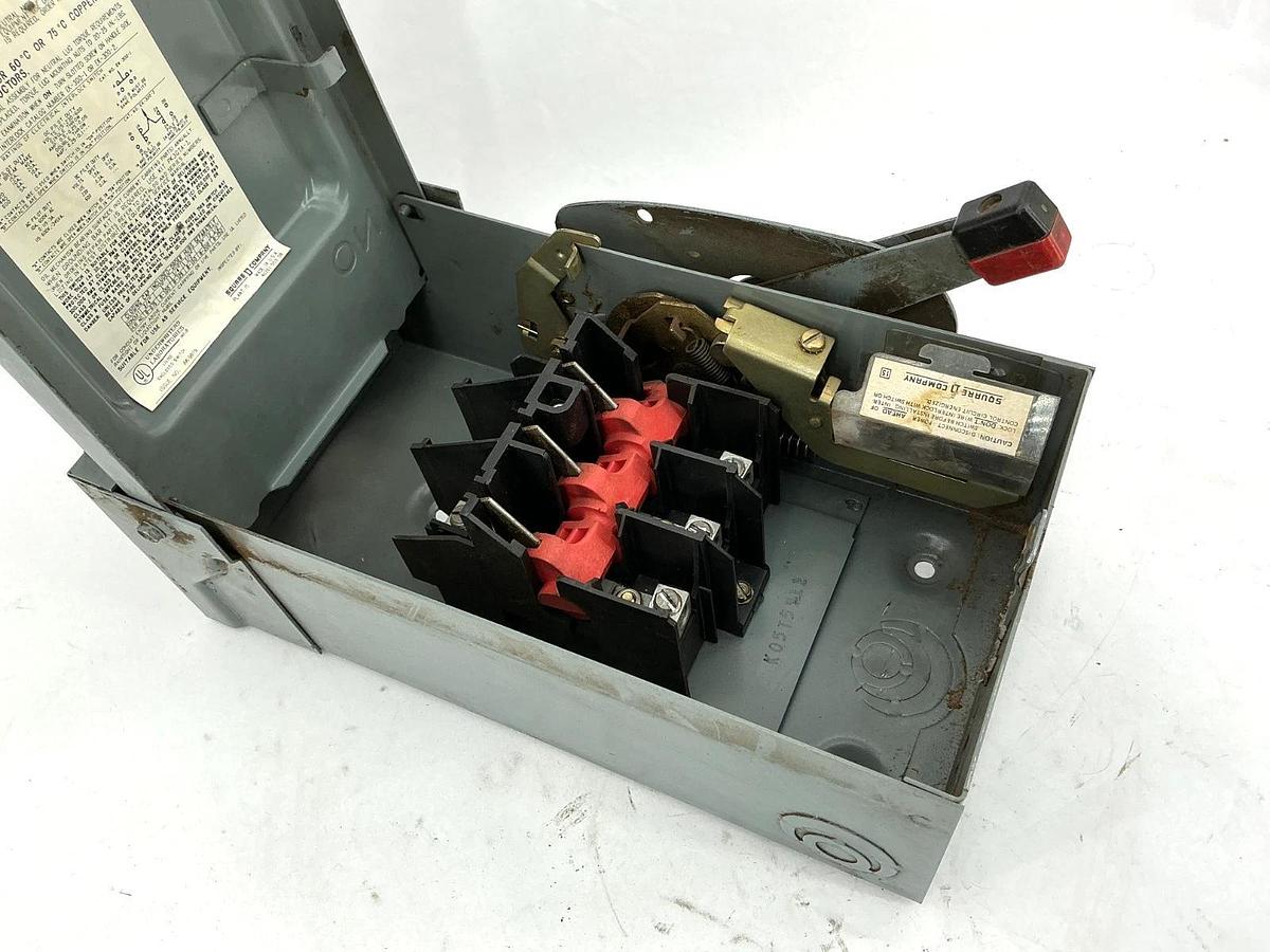 Used Square D HU361RB Ser E1 Safety Switch Single Throw Non Fusible 3-Pole 30A 600V