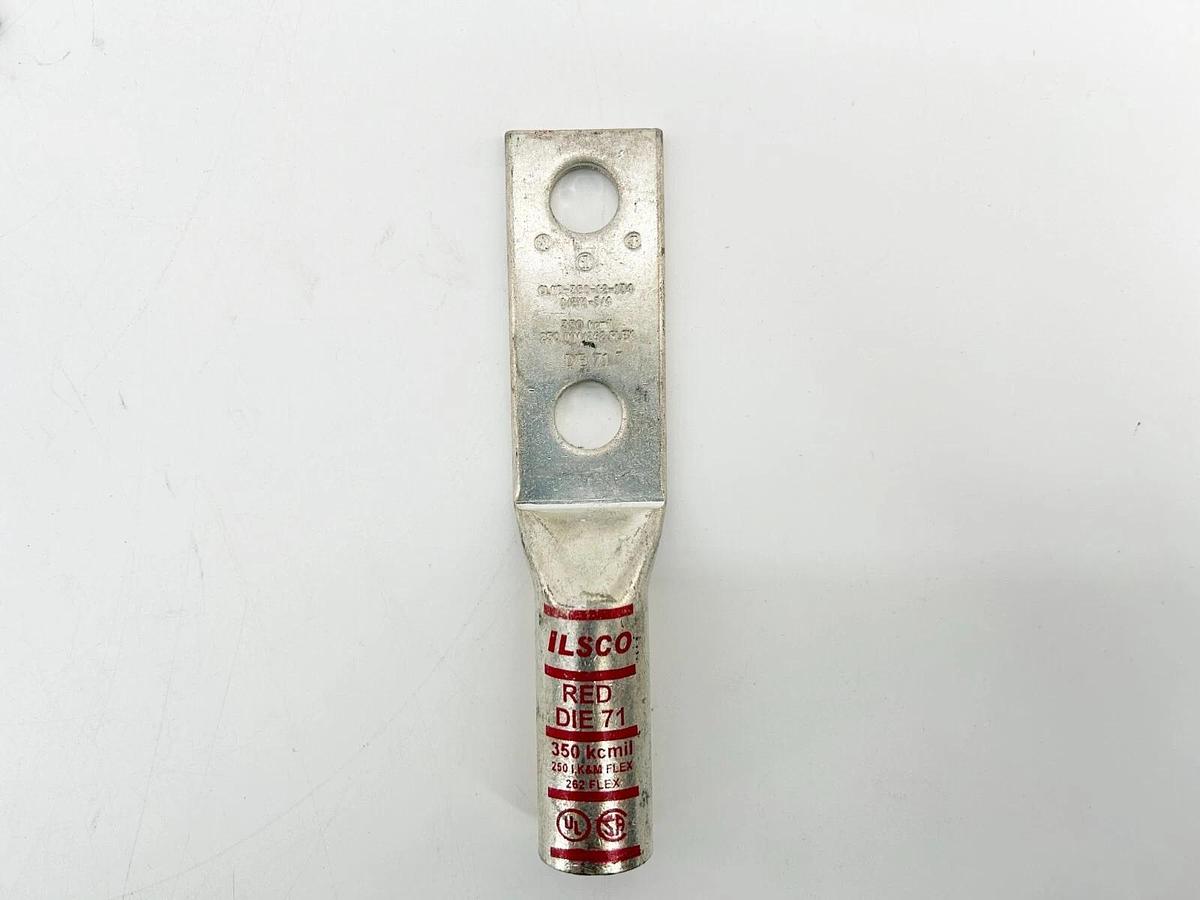 New Lot of 2 Ilsco CLND-350-12-134 Copper Compression Lug 350KCMIL 1/2" 2 Hole