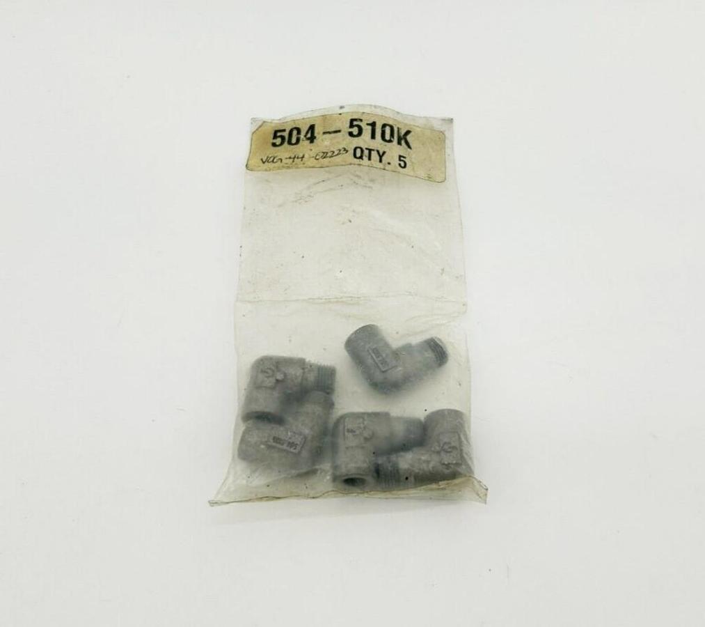 Lot of 5 New Vogel / SKF 504-510K Elbows, Tapered Thread