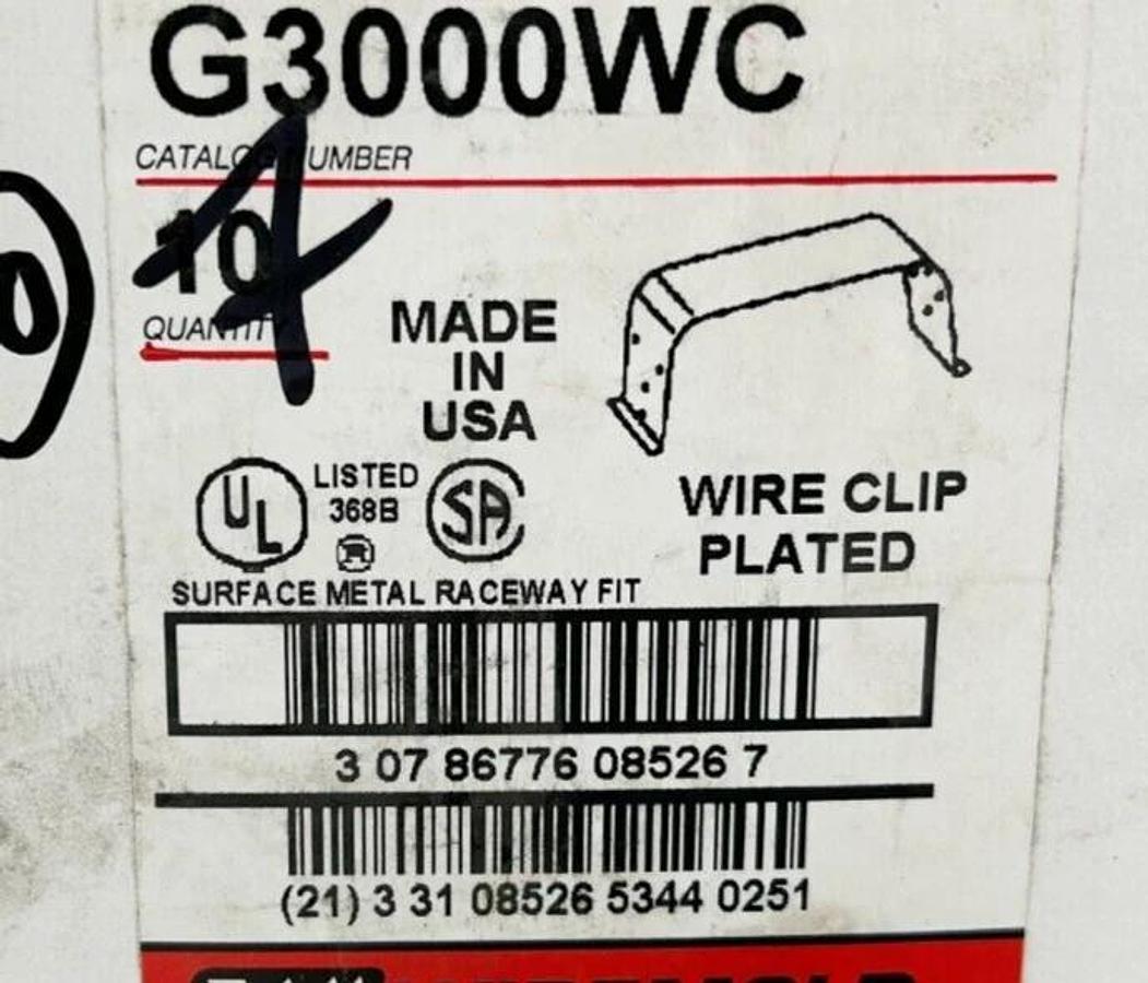 New Lot of 20 WireMold G3000WC Wire Clip Plated