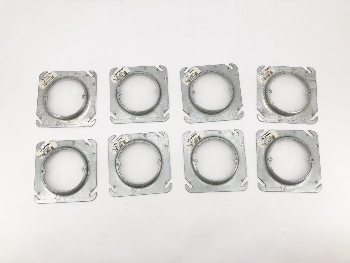 Lot of 8 New Steel City 52C31/2-25 Square 1/2" Raised Mud Rings 4" - No Box
