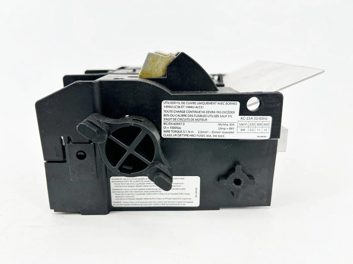New Allen Bradley 1494U-D30 Disconnect Switch Visible Blade 60A 600V 3 Phase AC