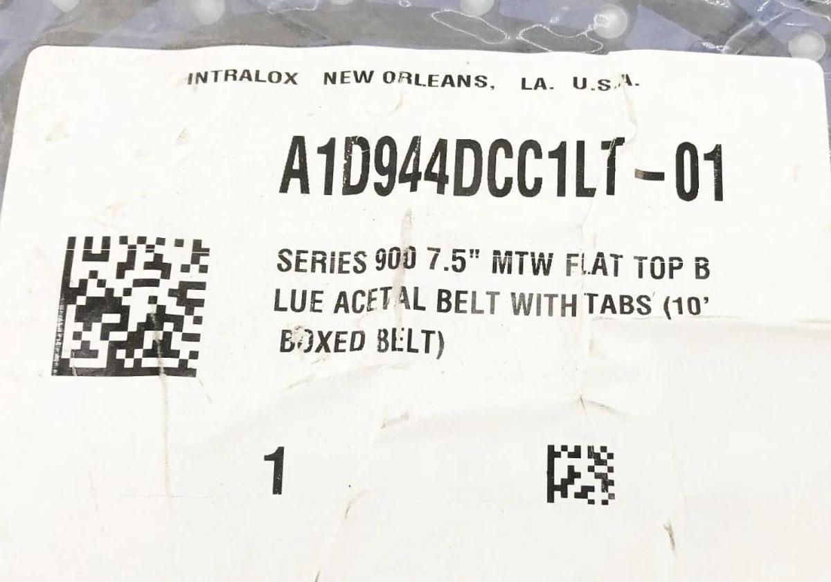 New Intralox A1D944DCC1LT-01 MTW Flat Top Blue Acetal 10ft 7.5" - No Box