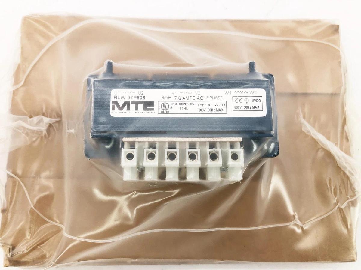 New MTE RLW-07P606 Reactor 3 Phase 7.6A 600VAC