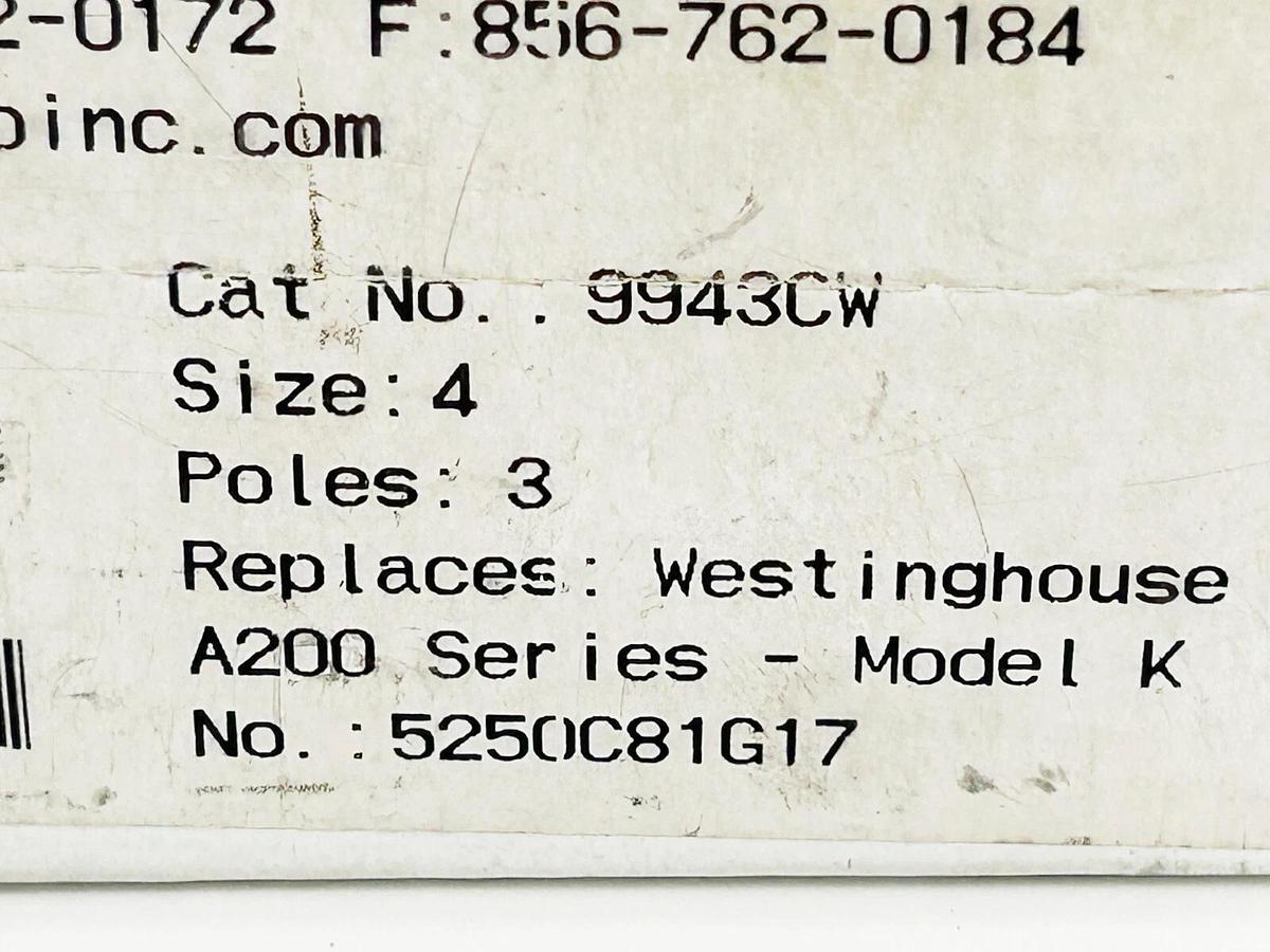 New Repco 9943CW Contact Kit Size4 3P Replaces Westinghouse 5250C81G17