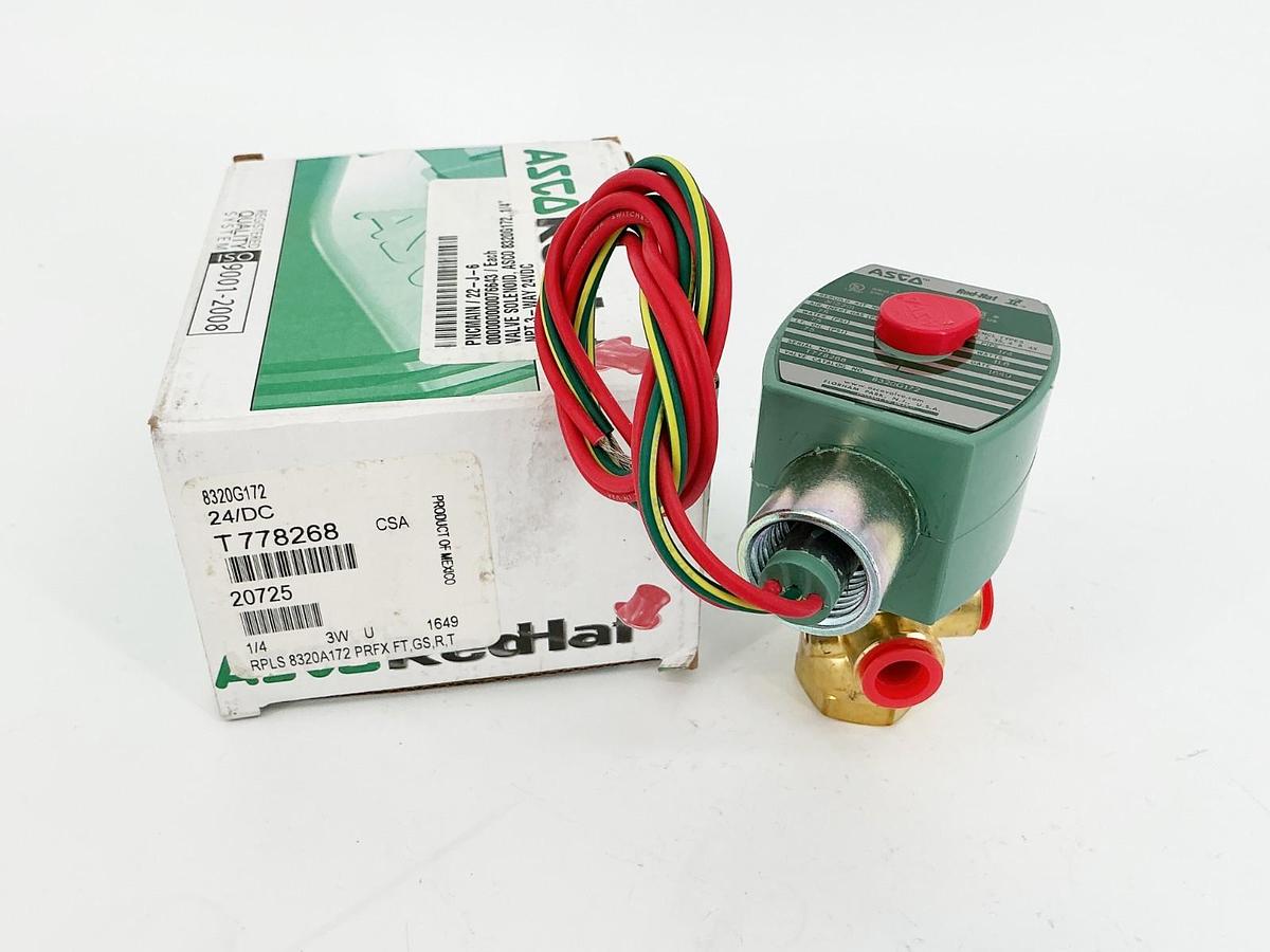 New Asco 8320G172 Solenoid Valve 75PSI 1/4" 3W 24VDC
