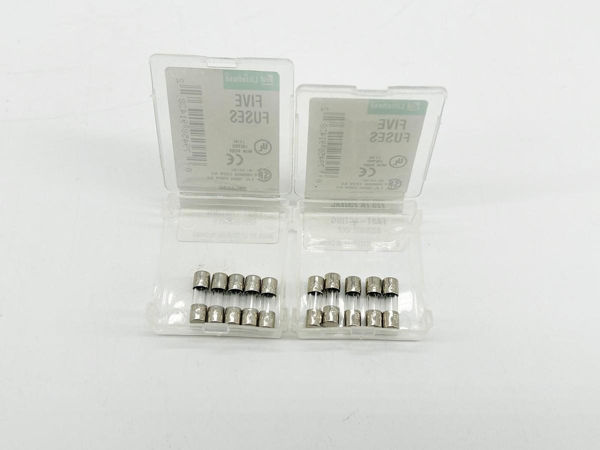 New Lot of 10 Littelfuse 225002P Fast Acting Glass Fuse 250V 2A