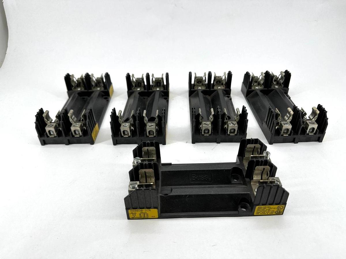 Used Lot of 5 Bussmann R60030-2CR Fuse Holder 2 Pole 600V 30A