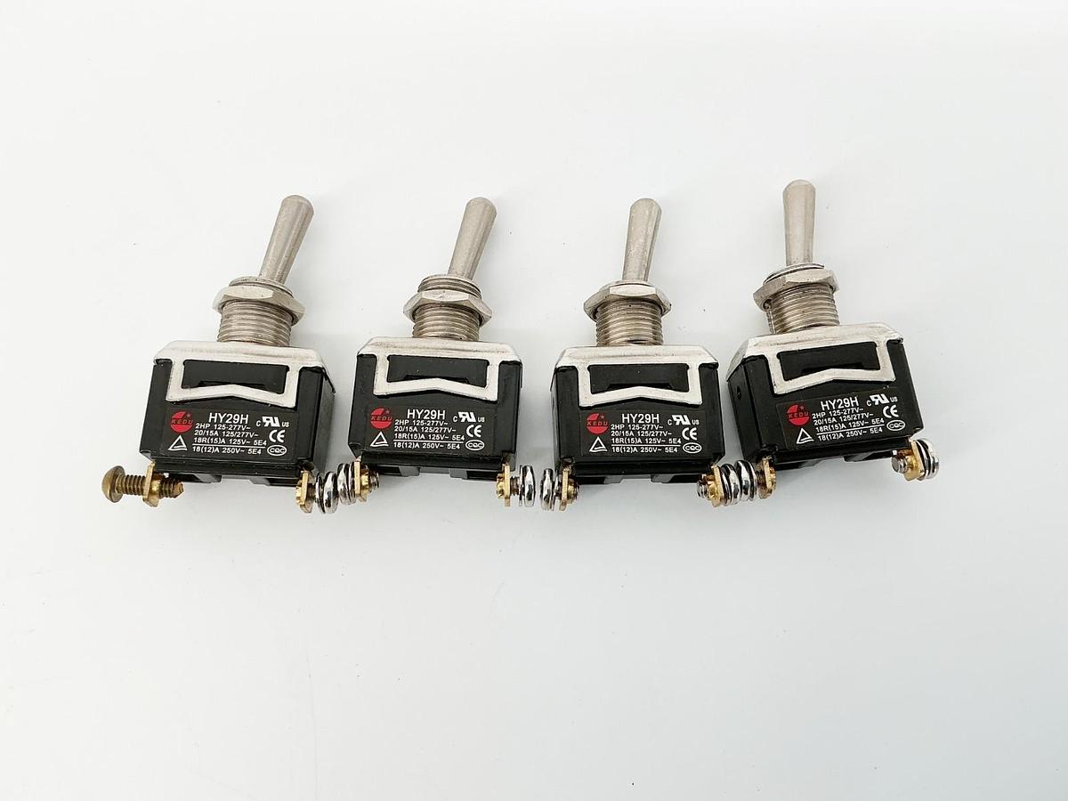 New Lot of 4 Kedu HY29H Toggle Switch 1P 2 Position 277V - No Box