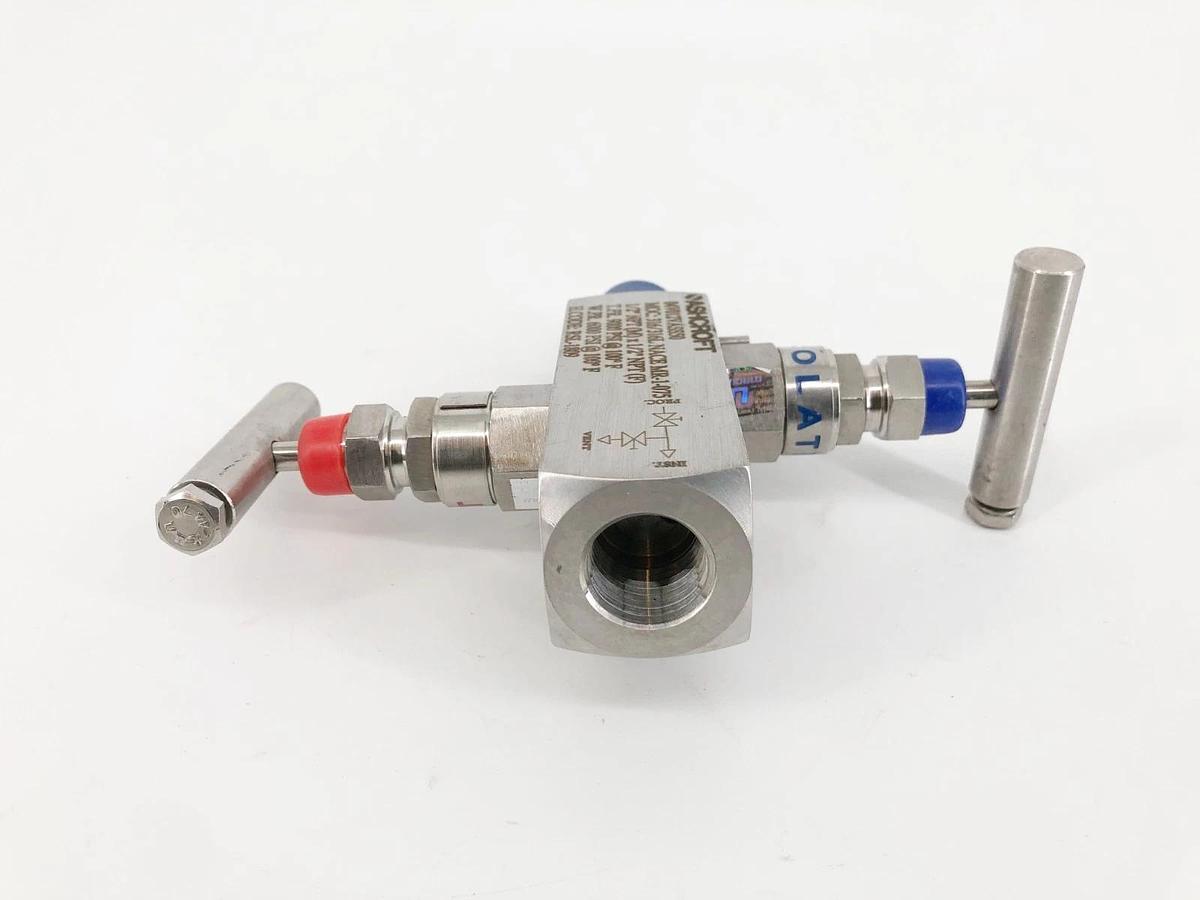 New Ashcroft 04V012VASS50 Block & Bleed 2-Valve Manifold 1/2" NPT - No Box