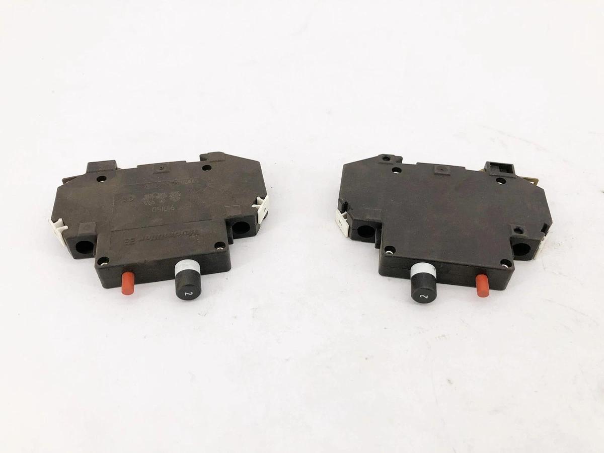Used Lot of 2 Weidmuller 910150 Circuit Breakers 2A 250VAC 65VDC 1 Pole 5307