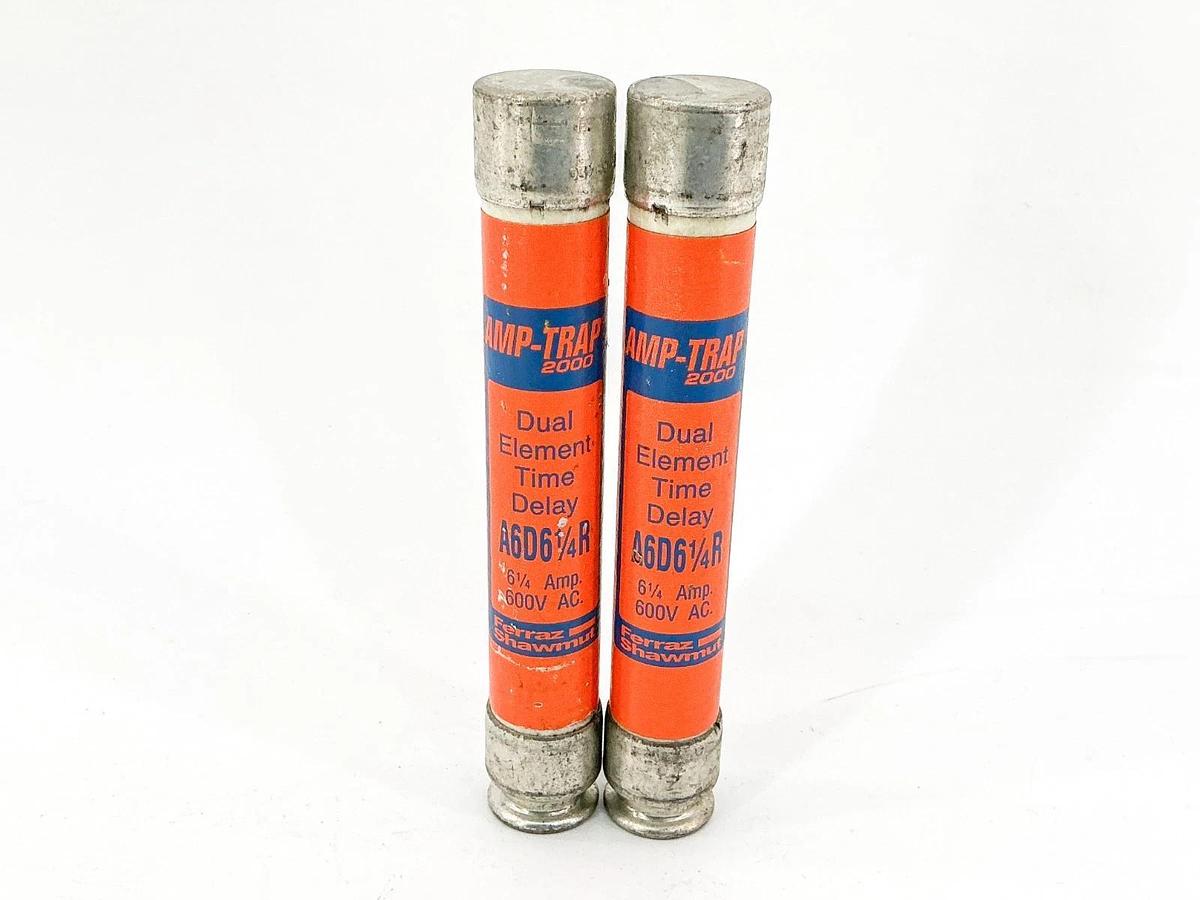 New Lot of 2 Ferraz Shawmut A6D61/4R Time Delay Fuse 6-1/4A 600V RK1