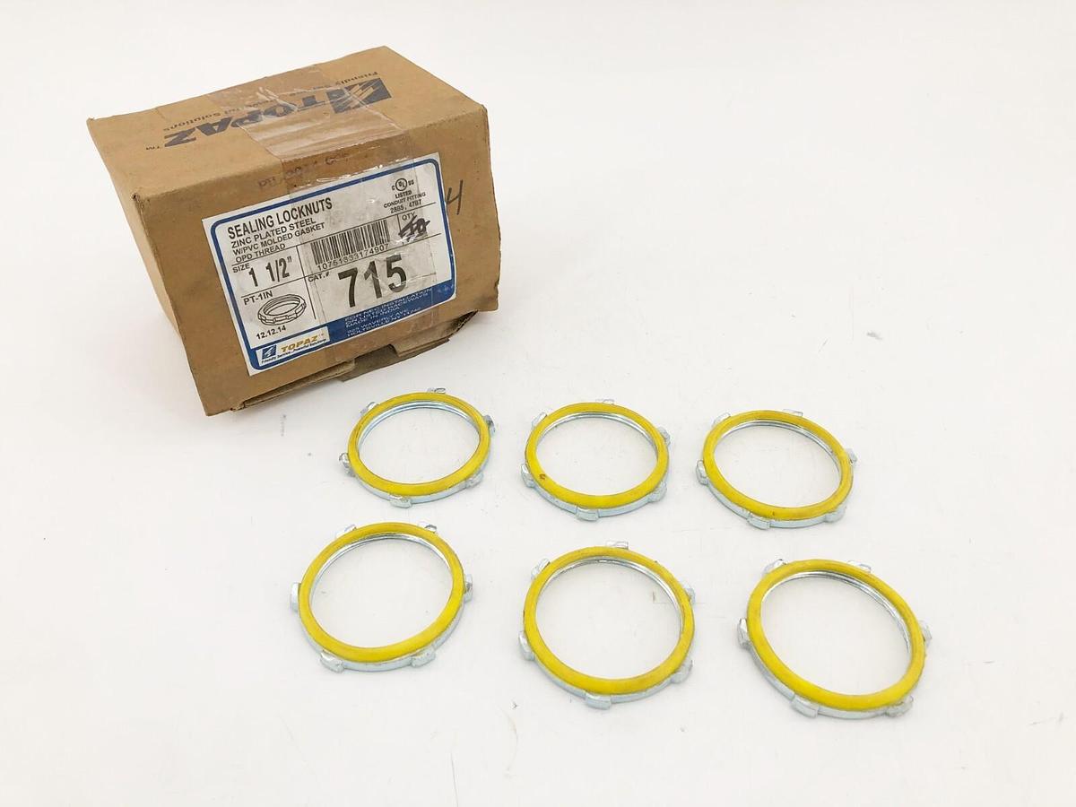 Box of 6 New Topaz 715 Sealing Locknuts 1-1/2"