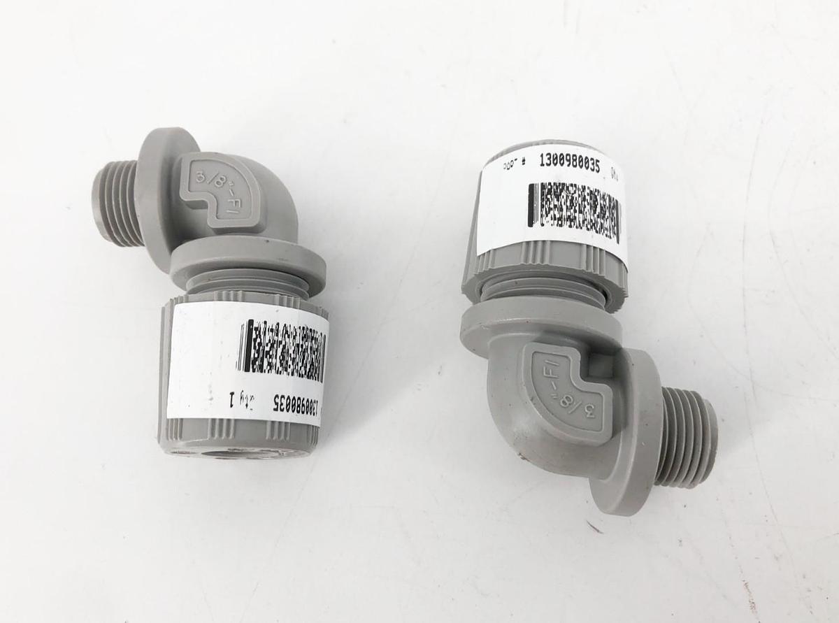 Lot of 2 New Woodhead 1300980035 Cable Grips 90° Nylon 3/8" NPT Gray - No Box