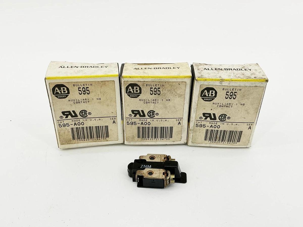 New Lot of 3 Allen Bradley 595-A00 Auxiliary Contact