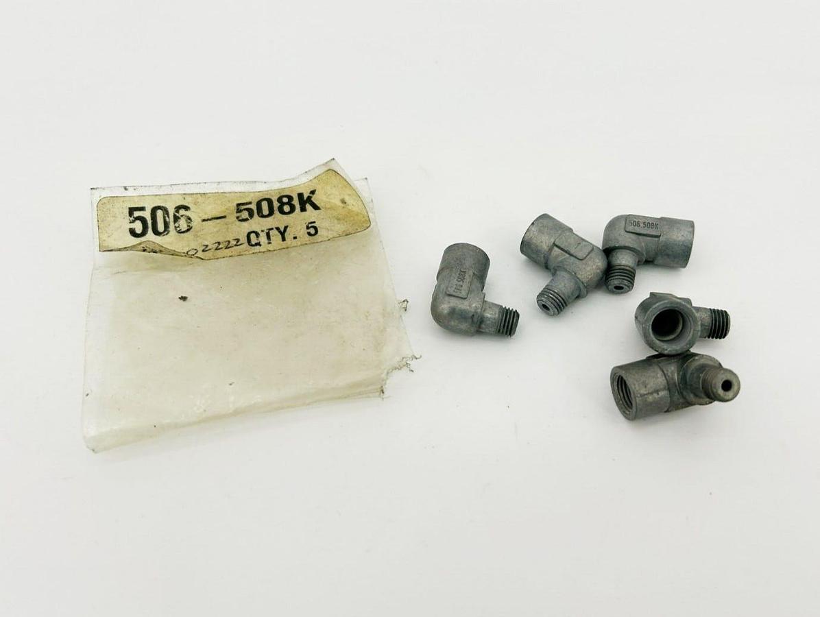 Lot of 5 New Vogel / SKF 506-508K Elbows, 6mm, Tapered Thread