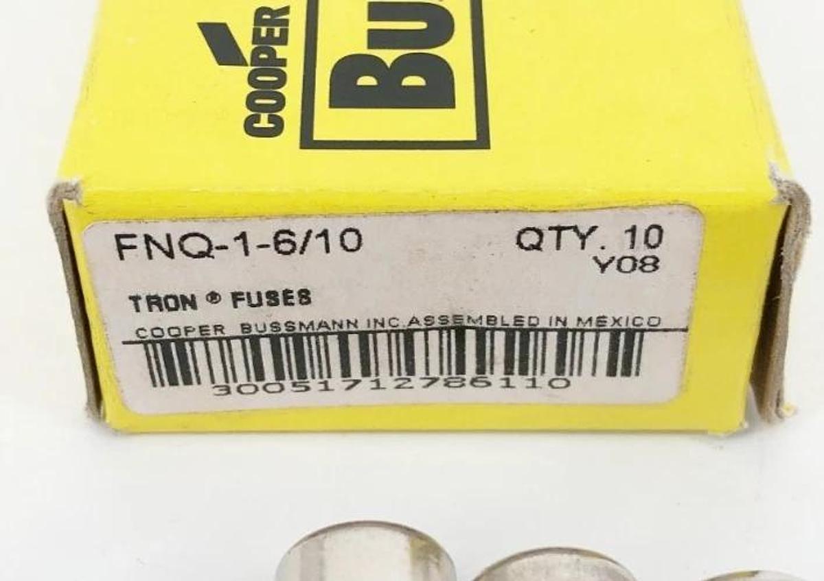 Box of 10 New Bussmann FNQ-1-6/10 Time-Delay Fuses 1-6/10A 500V