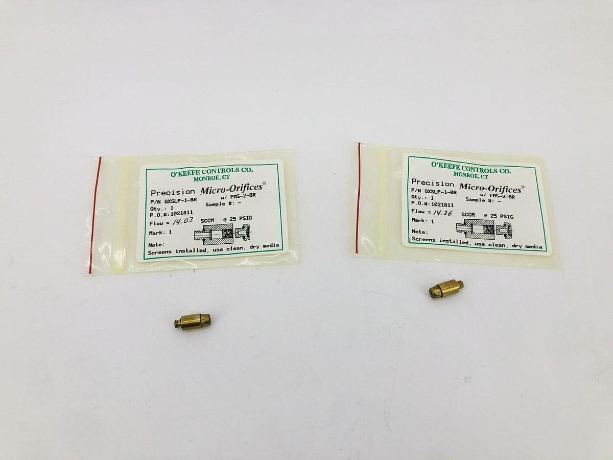 Lot of 2 New O'Keefe Controls QXSLP-1-BR Precision Orifices 14.03 SCCM @ 25psig
