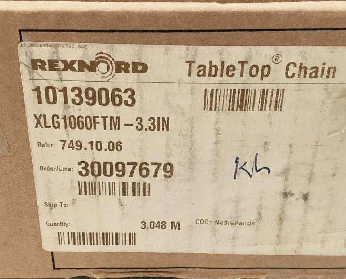 New Rexnord 10139063 Conveyor Chain XLG1060FTM-3.3IN 10FT.