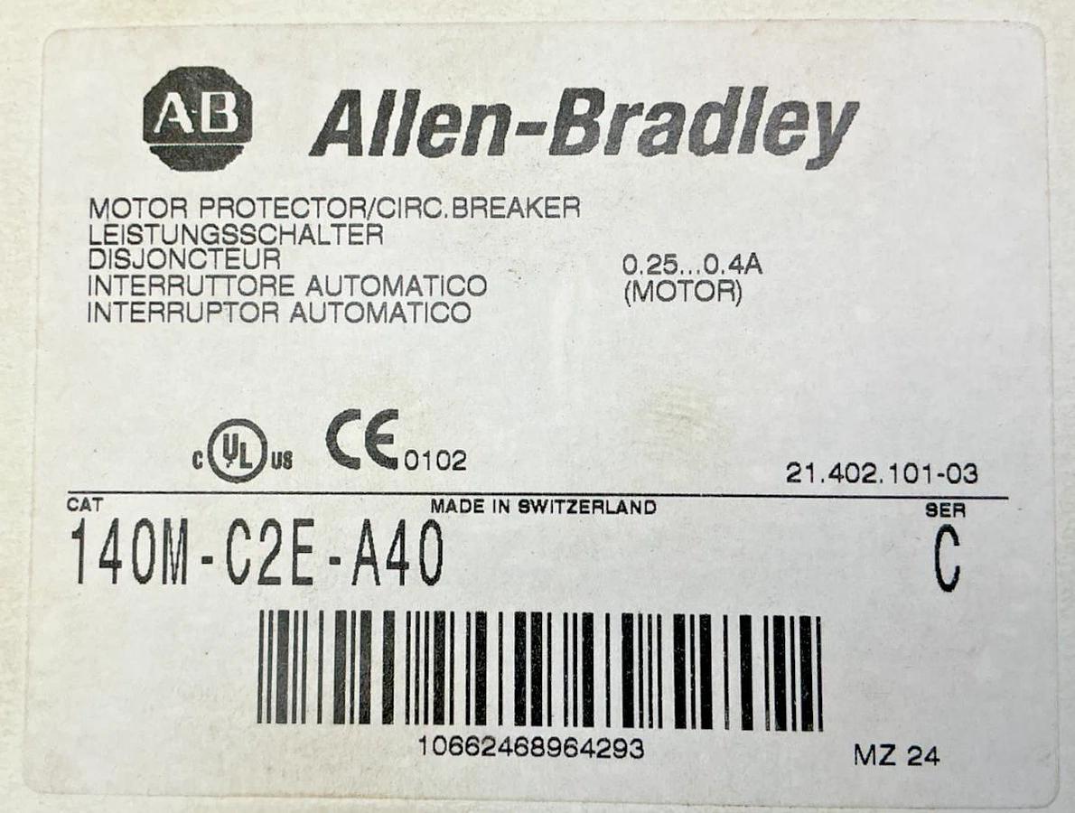 New Allen Bradley 140M-C2E-A40 Ser C Motor Protector/Circ Breaker 0.25-0.4A