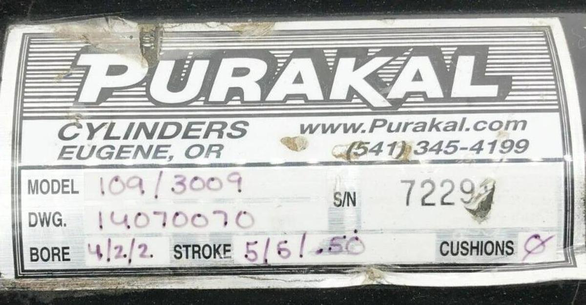 New Purakal 109/3009 Cylinder Dwg. 14070070 Bore: 4/2/2 Stroke: 5/5/.50