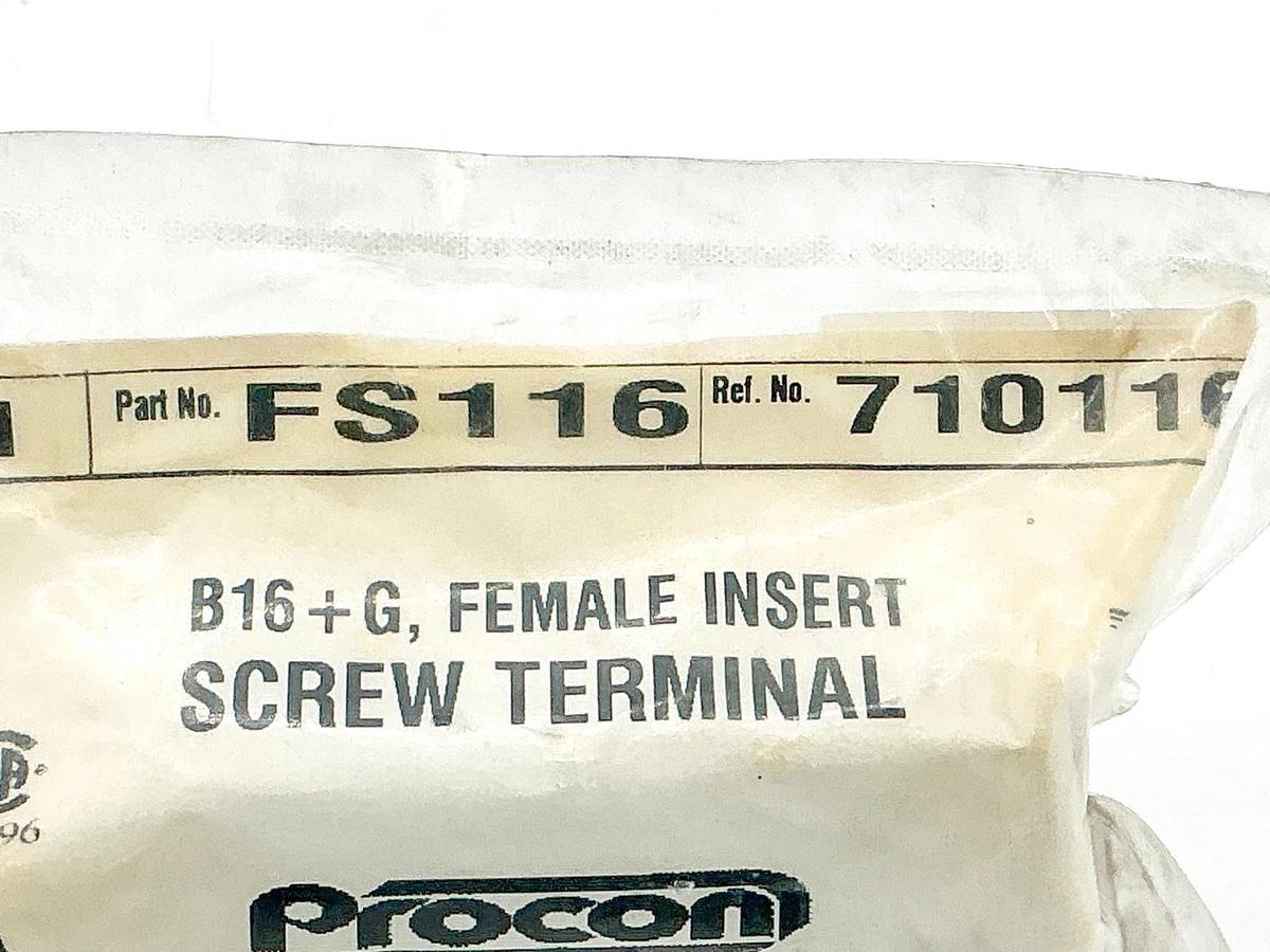 New Walther Procon FS116 B16+G Female Insert Screw Terminal 600V 16A 710116