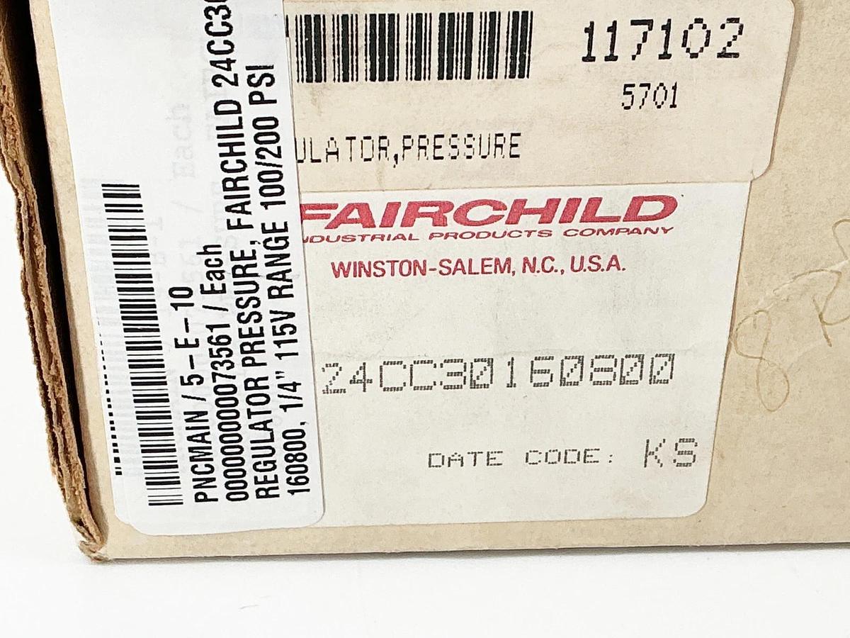 New Fairchild 24CC30160800 Motor Set Precision Regulator 250PSI EB-16033-30252