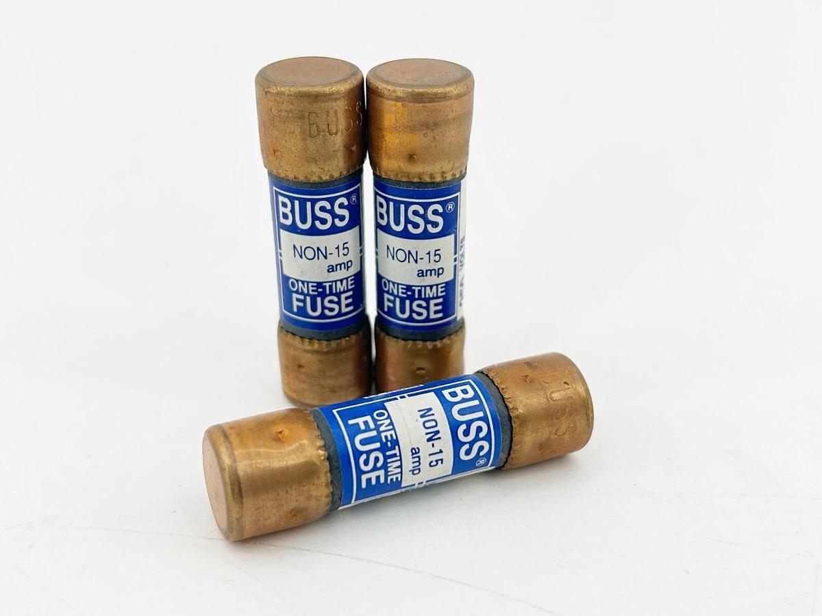 New Lot of 3 Bussmann NON-15 One Time Dual Element Fuse 30A 250V - No Box