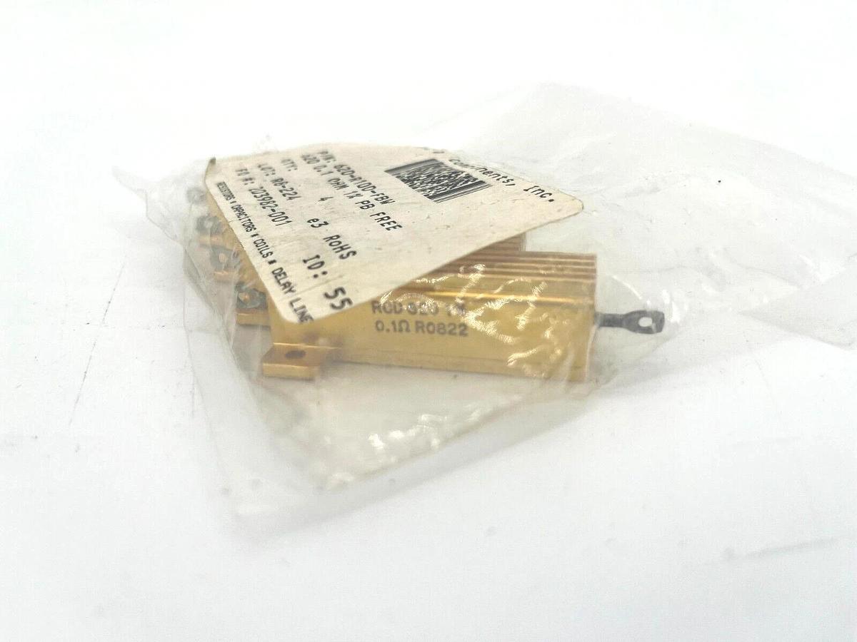Lot of 4 New RCD Components 620-R100-FBW Wirewound Resistors 0.1Ohms