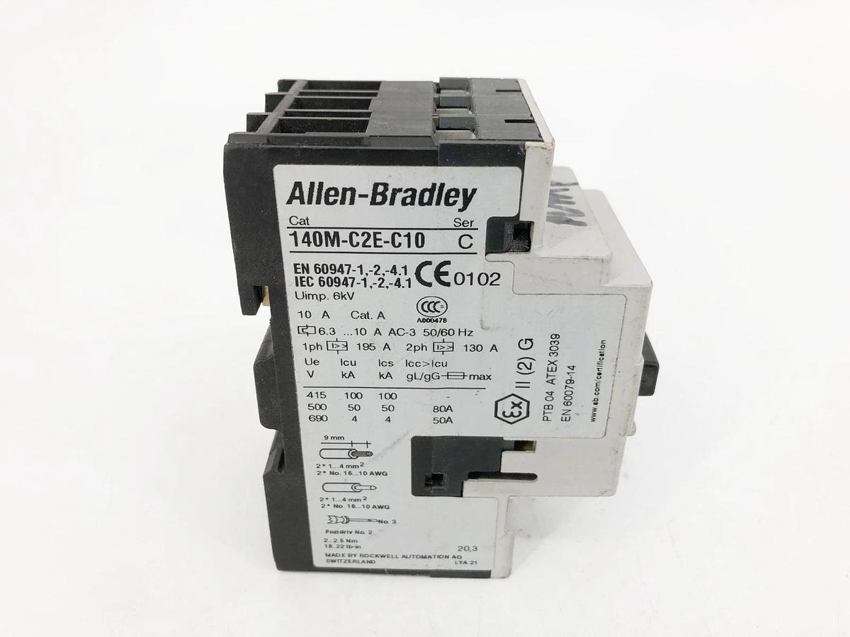 Used Allen Bradley 140M-C2E-C10 Ser. C Motor Protector Circuit Breaker 6.3-10A