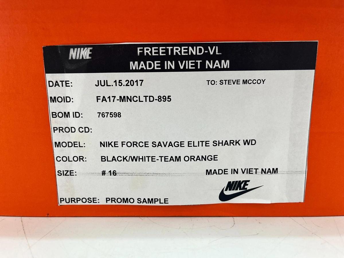 Nike Force Savage Elite Shark WD Blk/Orange S.16 OSU Beavers Promo Sample Cleats